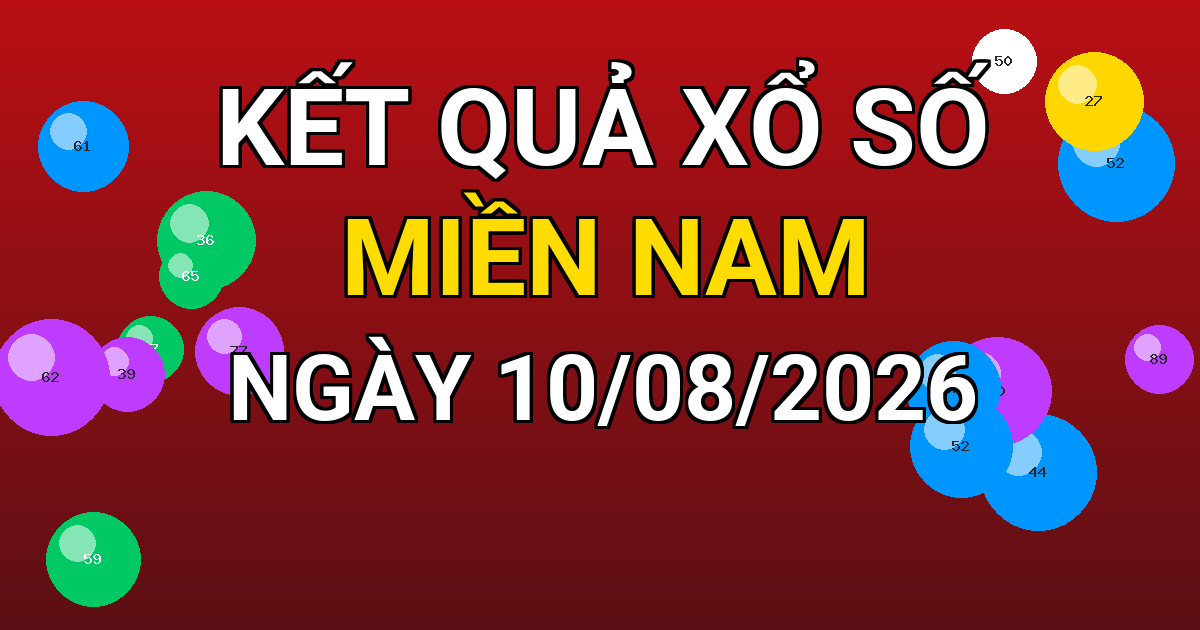 Kết quả xổ số Miền Nam ngày 10/08/2026