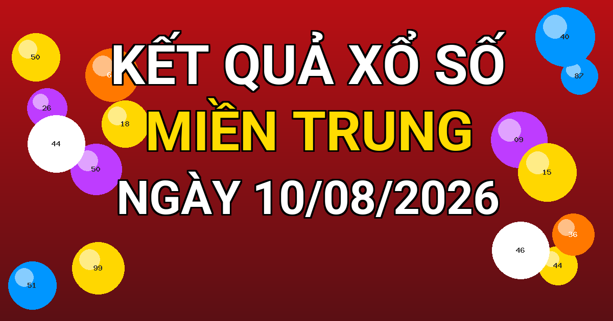 Kết quả xổ số Miền Trung ngày 10/08/2026