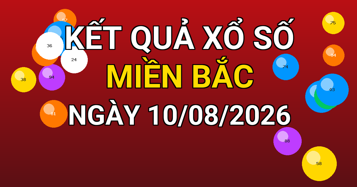 Kết quả xổ số Miền Bắc ngày 10/08/2026