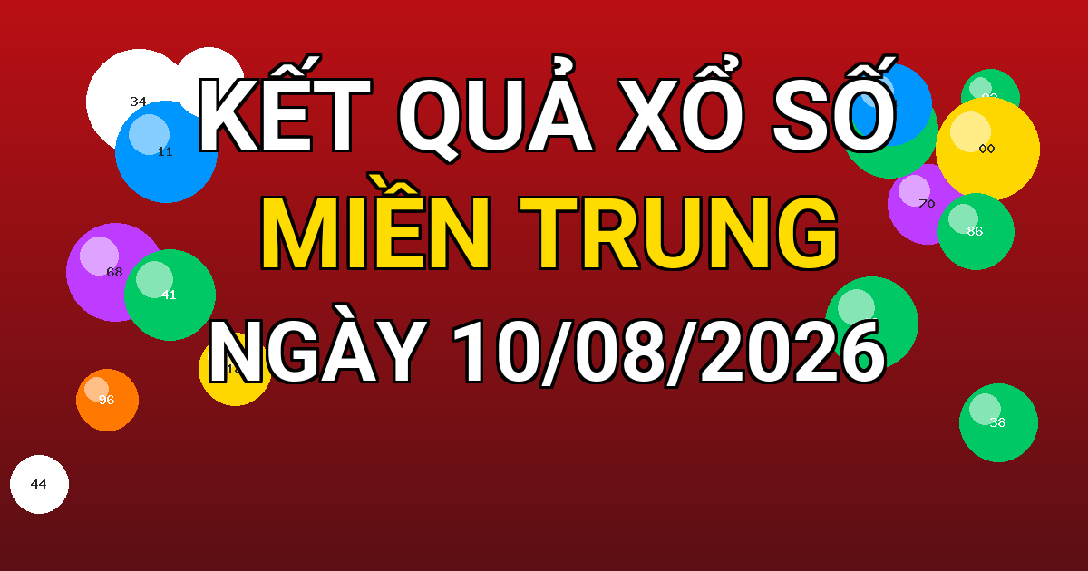 Kết quả xổ số Miền Trung ngày 10/08/2026