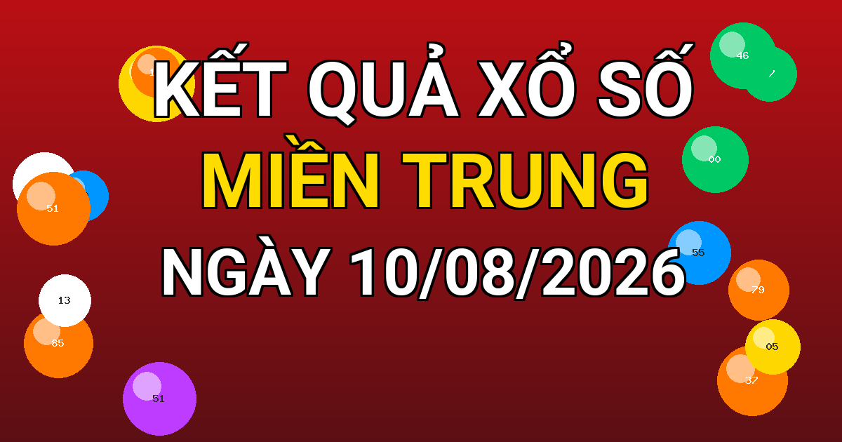 Kết quả xổ số Miền Trung ngày 10/08/2026
