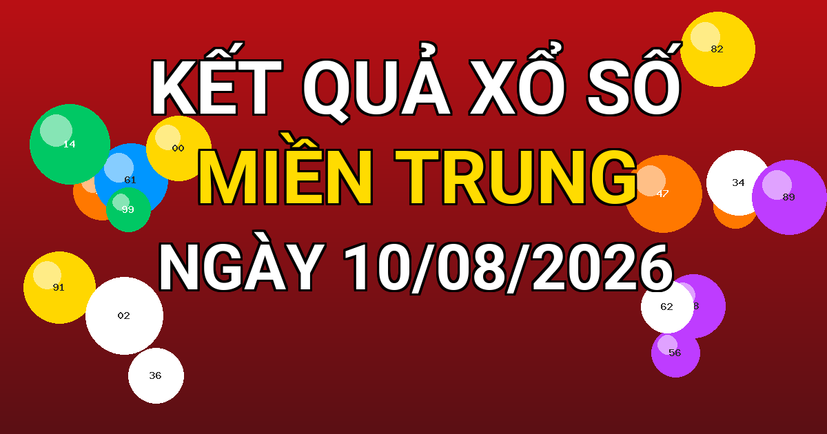 Kết quả xổ số Miền Trung ngày 10/08/2026