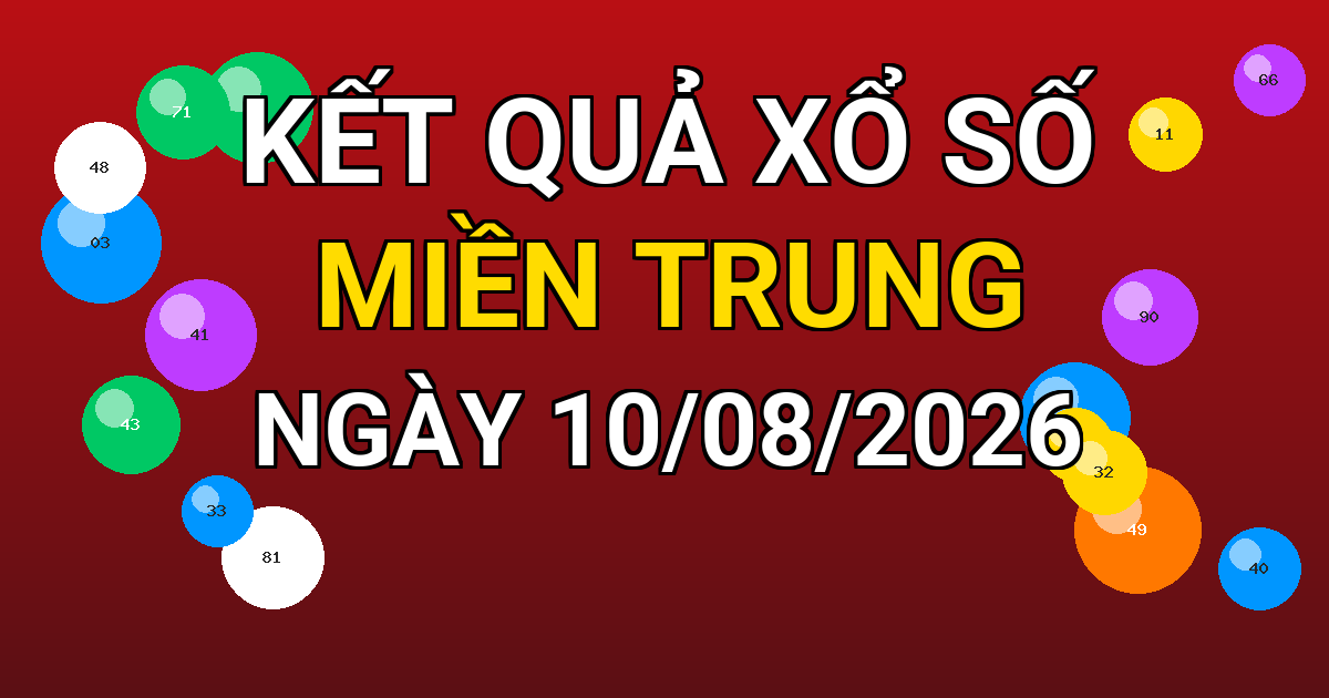 Kết quả xổ số Miền Trung ngày 10/08/2026