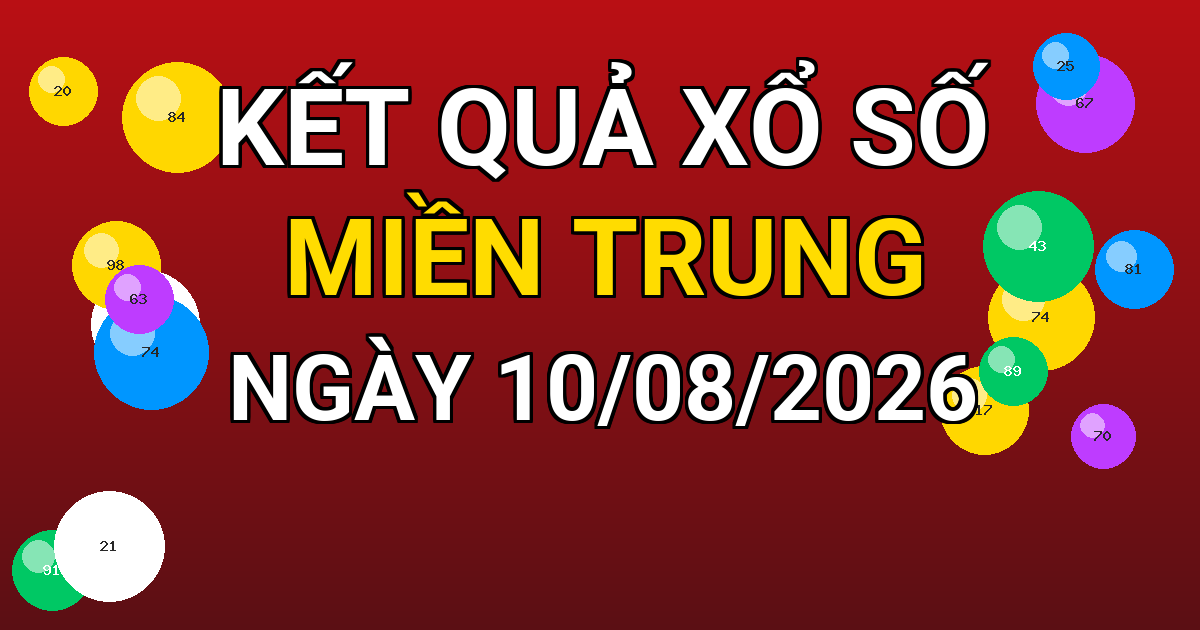 Kết quả xổ số Miền Trung ngày 10/08/2026