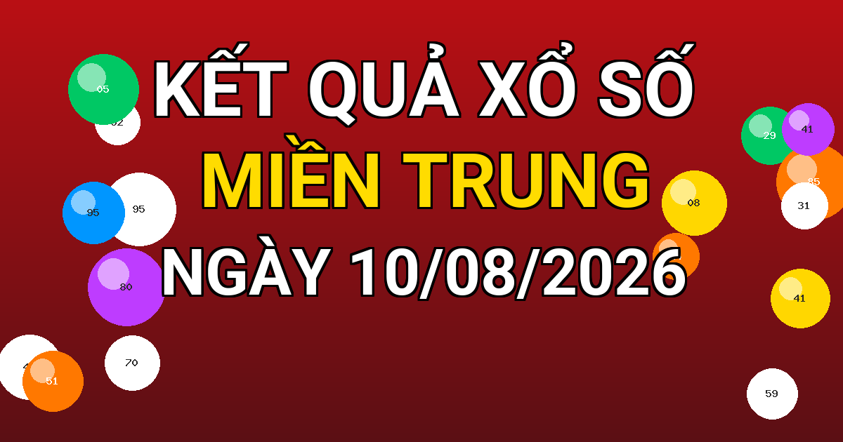 Kết quả xổ số Miền Trung ngày 10/08/2026
