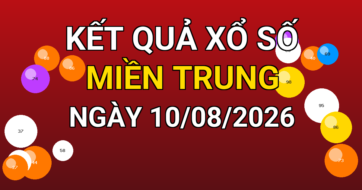 Kết quả xổ số Miền Trung ngày 10/08/2026