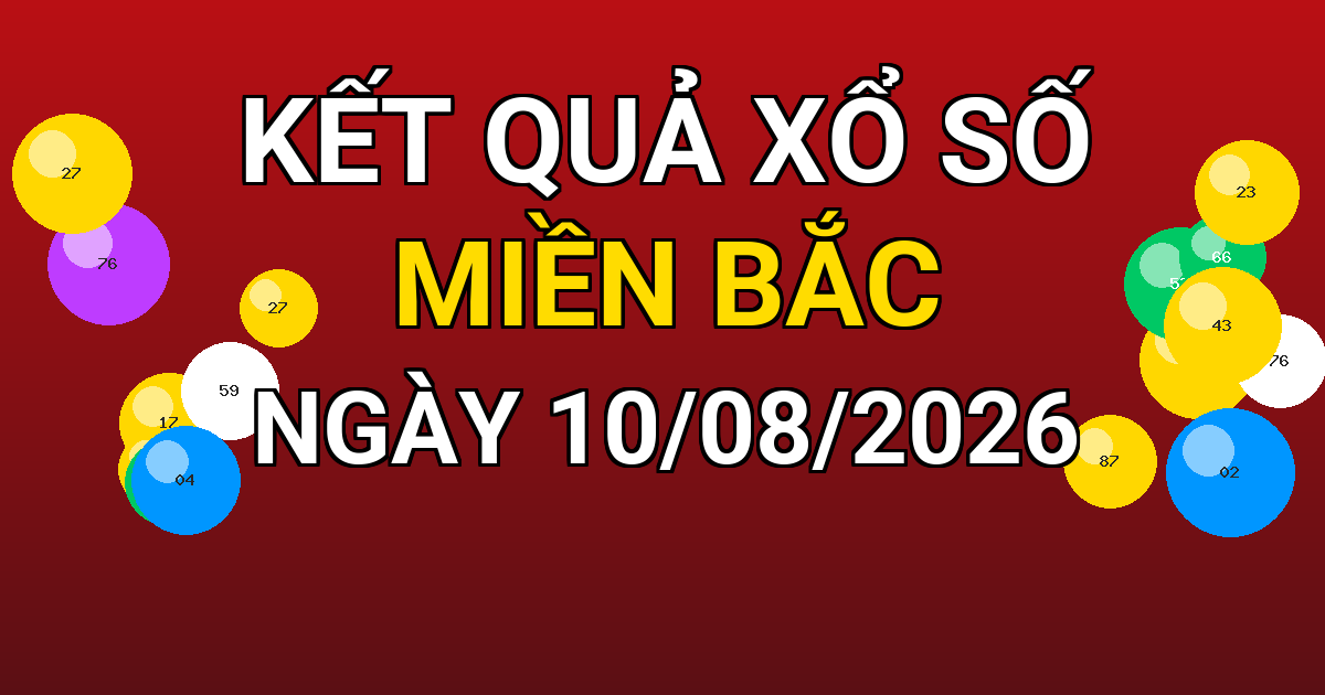 Kết quả xổ số Miền Bắc ngày 10/08/2026