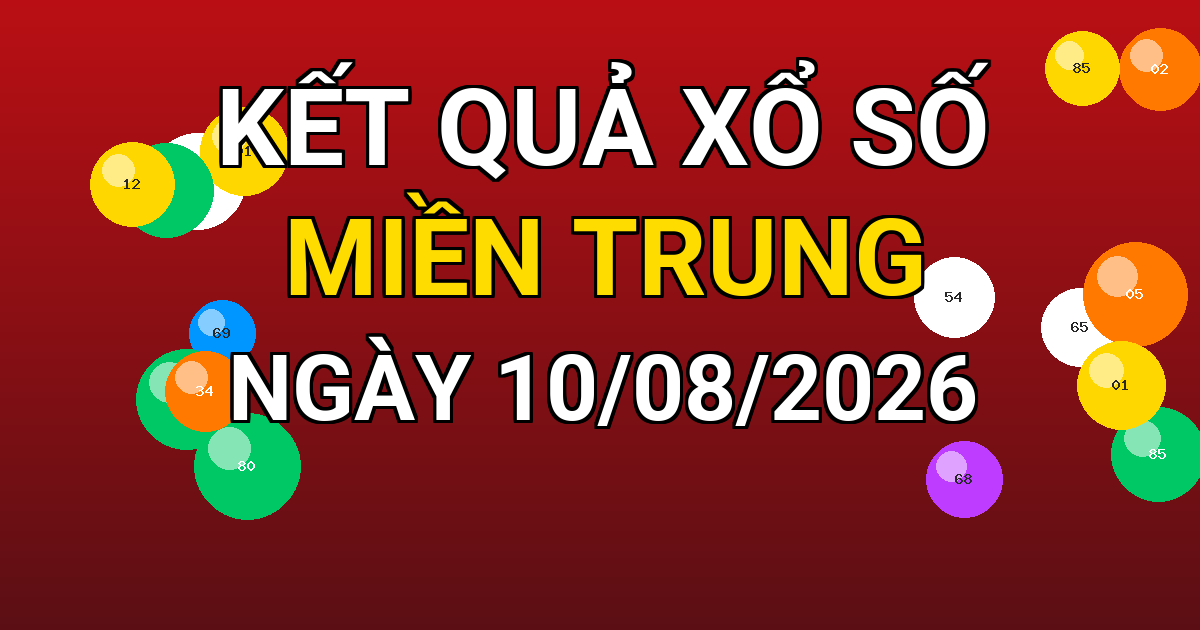 Kết quả xổ số Miền Trung ngày 10/08/2026