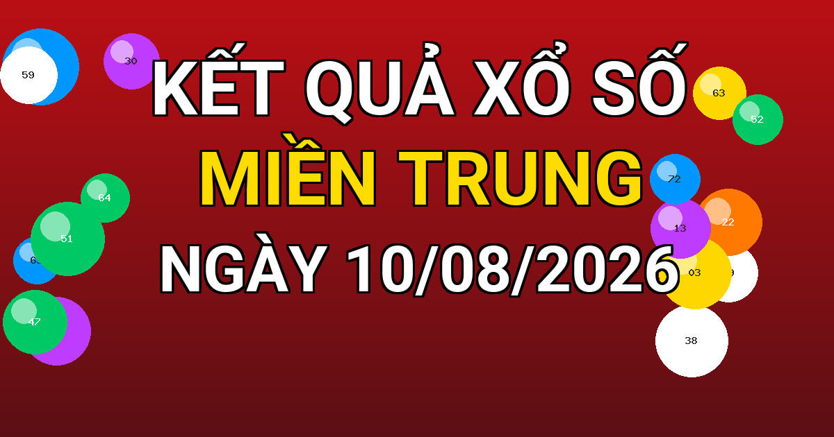 Kết quả xổ số Miền Trung ngày 10/08/2026