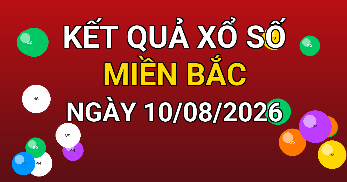 Kết quả xổ số Miền Bắc ngày 10/08/2026