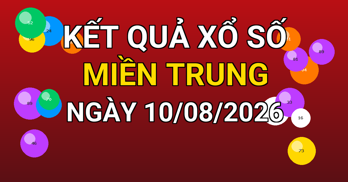 Kết quả xổ số Miền Trung ngày 10/08/2026