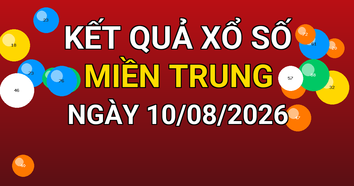 Kết quả xổ số Miền Trung ngày 10/08/2026