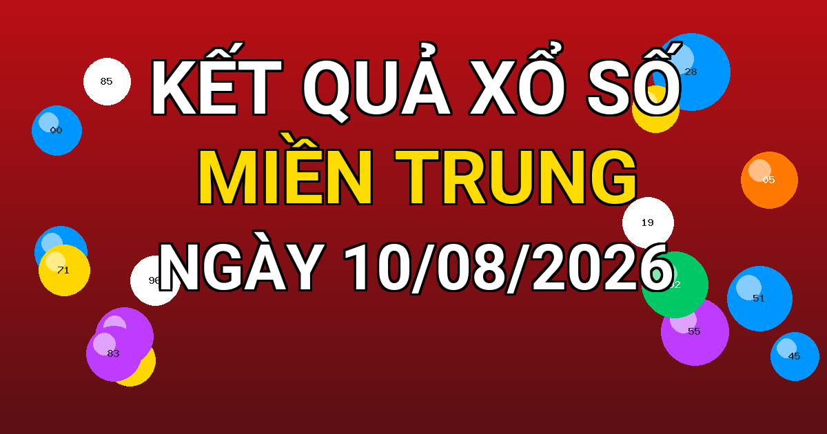Kết quả xổ số Miền Trung ngày 10/08/2026
