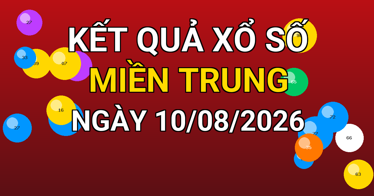 Kết quả xổ số Miền Trung ngày 10/08/2026