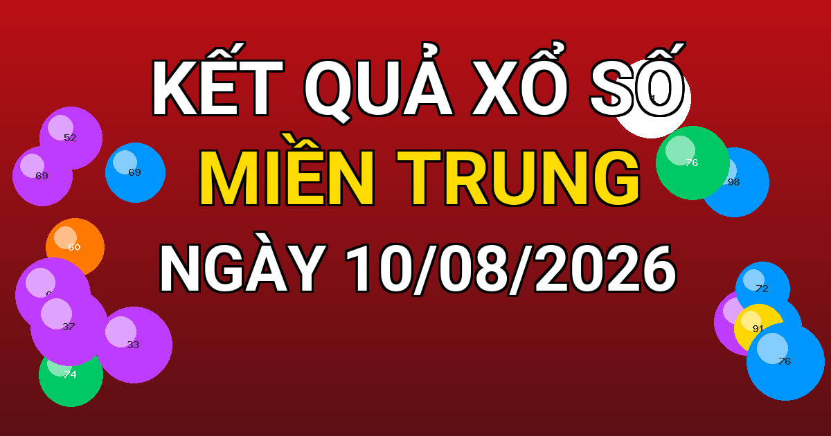 Kết quả xổ số Miền Trung ngày 10/08/2026