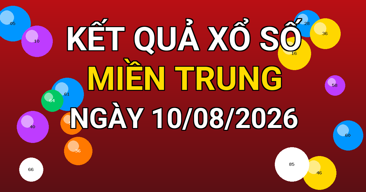 Kết quả xổ số Miền Trung ngày 10/08/2026