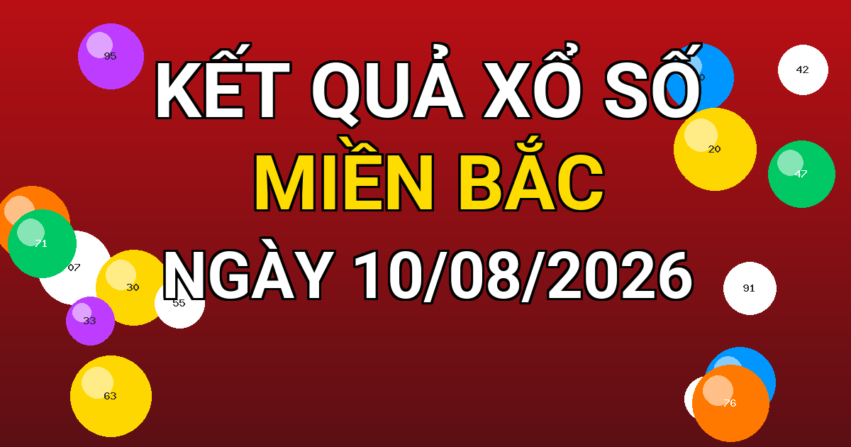 Kết quả xổ số Miền Bắc ngày 10/08/2026
