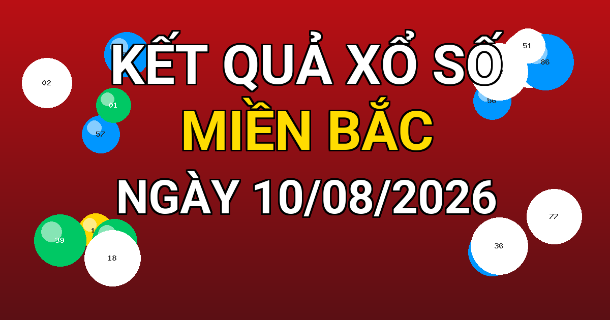 Kết quả xổ số Miền Bắc ngày 10/08/2026