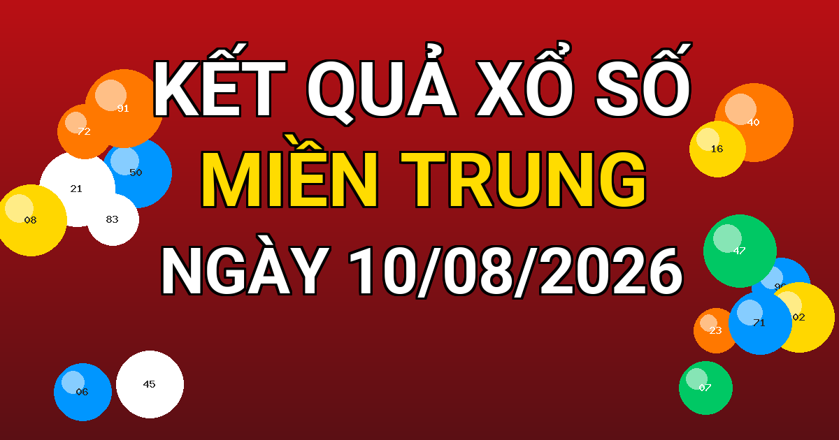 Kết quả xổ số Miền Trung ngày 10/08/2026