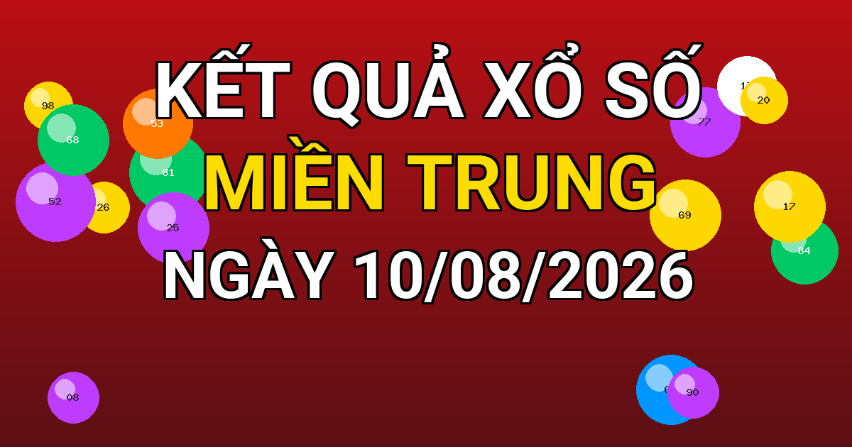 Kết quả xổ số Miền Trung ngày 10/08/2026