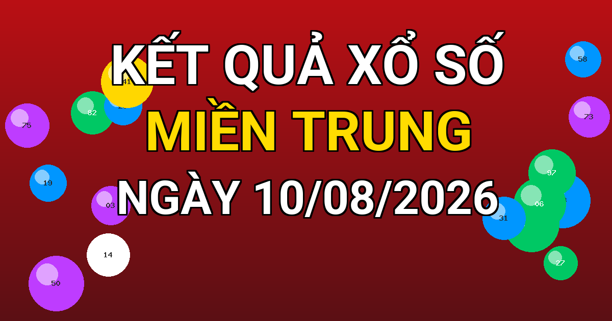 Kết quả xổ số Miền Trung ngày 10/08/2026