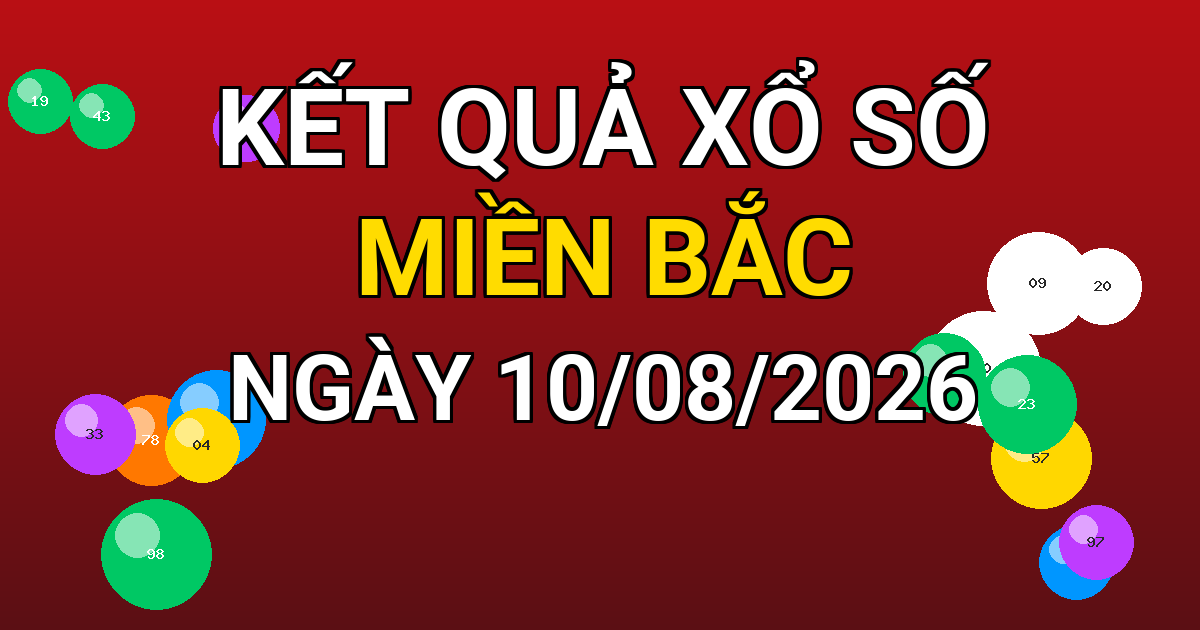 Kết quả xổ số Miền Bắc ngày 10/08/2026