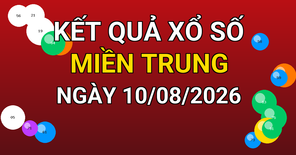 Kết quả xổ số Miền Trung ngày 10/08/2026