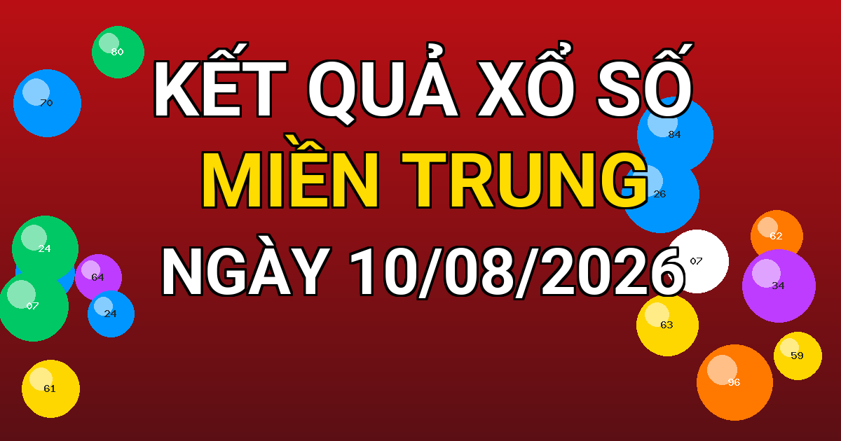 Kết quả xổ số Miền Trung ngày 10/08/2026