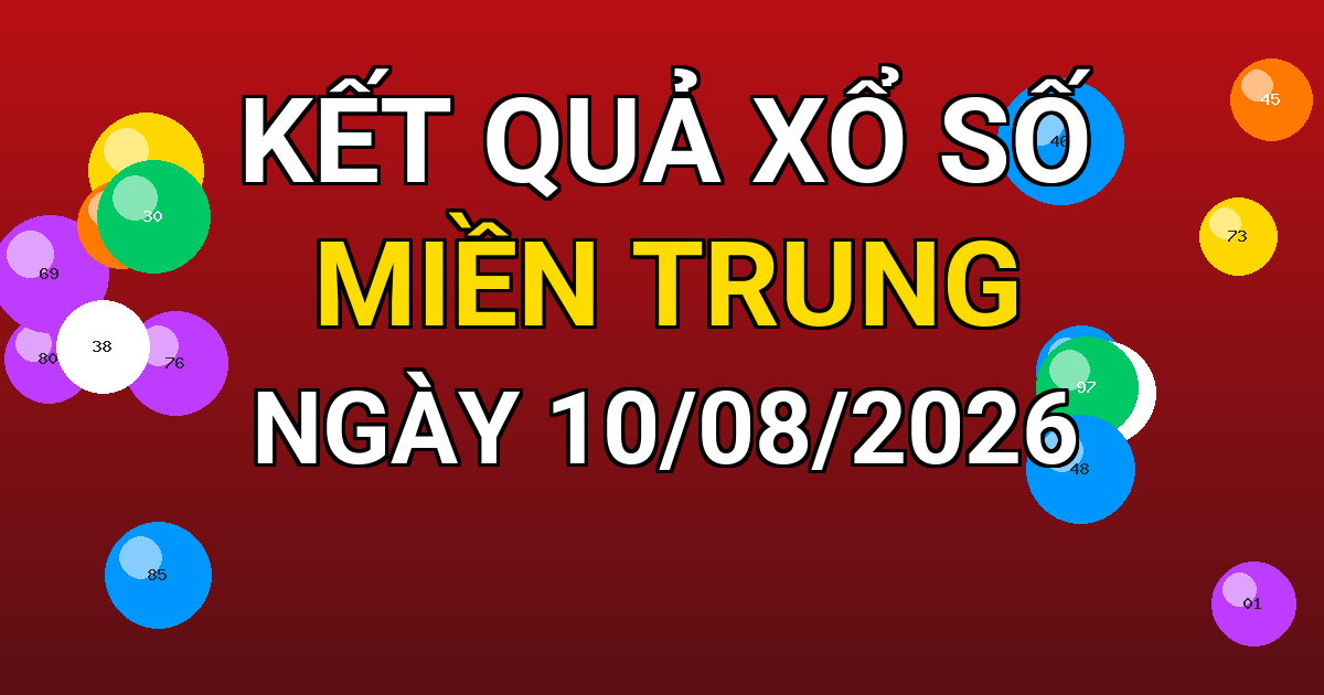 Kết quả xổ số Miền Trung ngày 10/08/2026