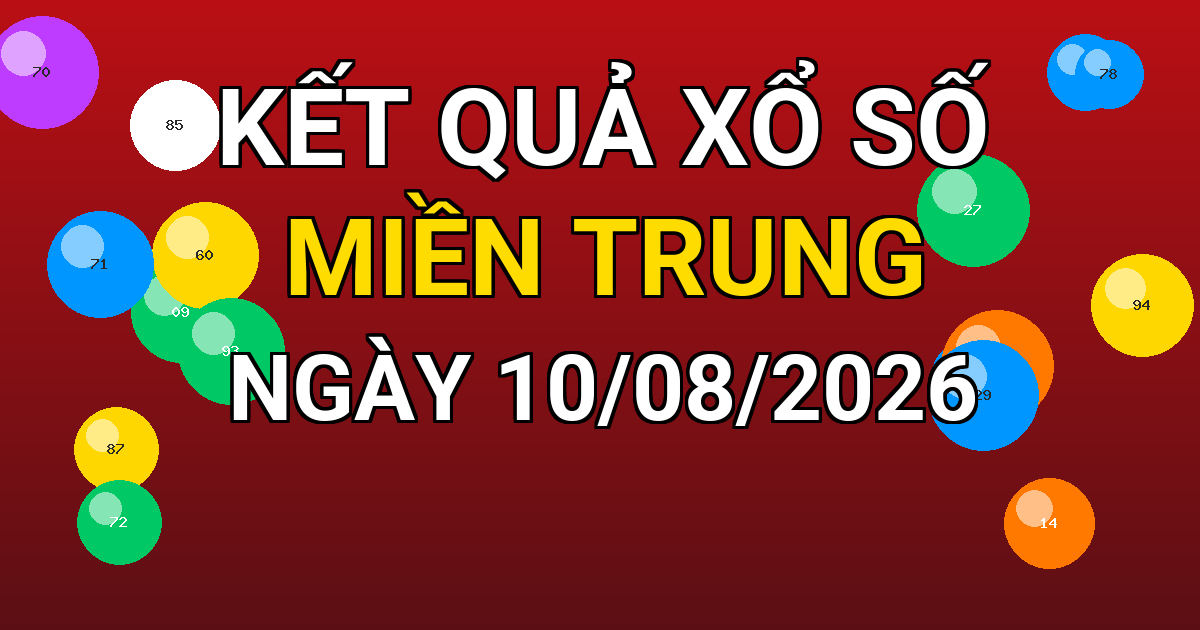 Kết quả xổ số Miền Trung ngày 10/08/2026