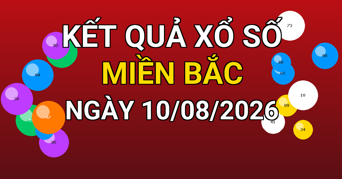 Kết quả xổ số Miền Bắc ngày 10/08/2026