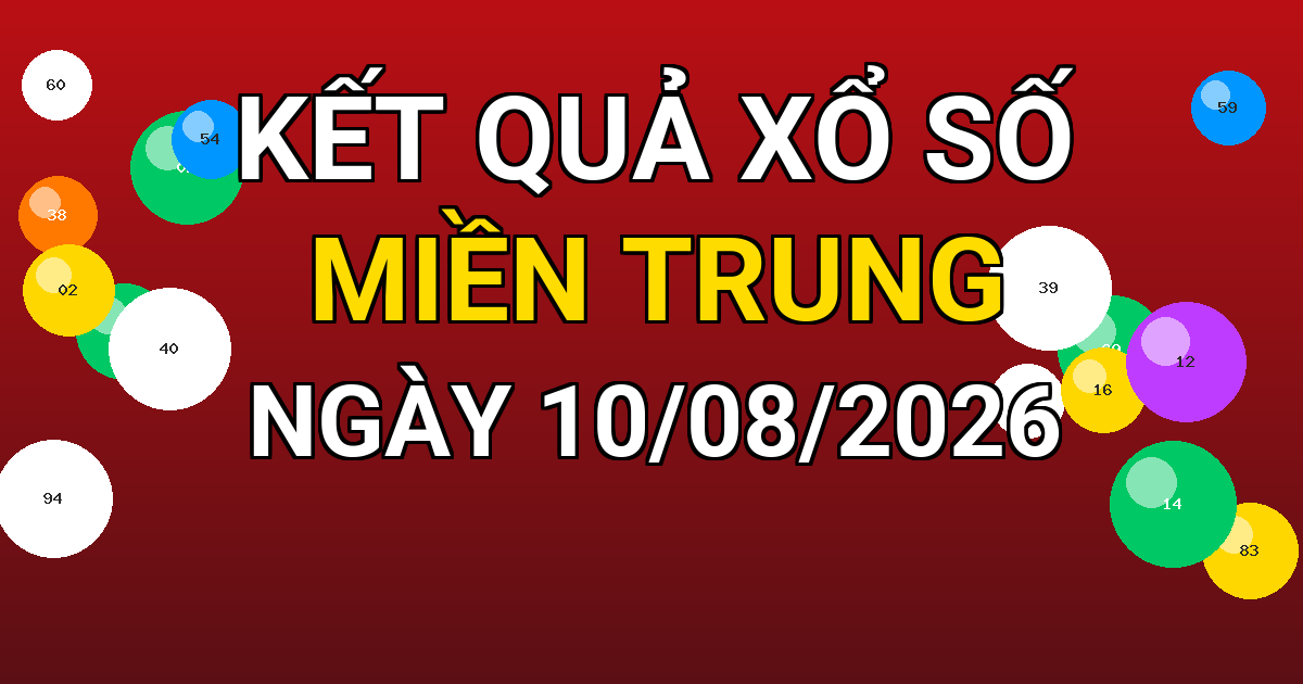 Kết quả xổ số Miền Trung ngày 10/08/2026