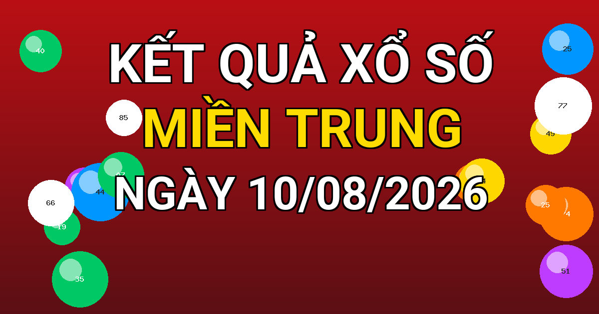 Kết quả xổ số Miền Trung ngày 10/08/2026