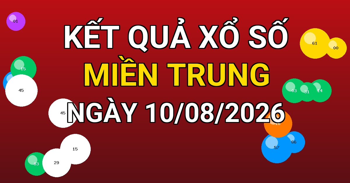 Kết quả xổ số Miền Trung ngày 10/08/2026