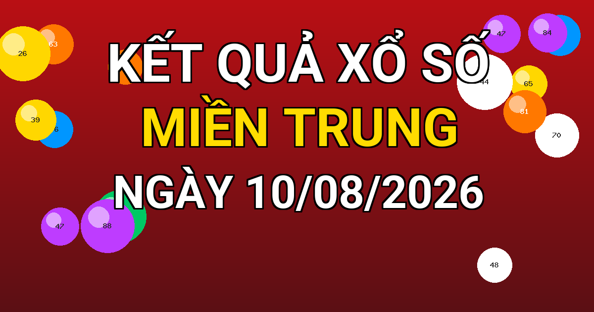 Kết quả xổ số Miền Trung ngày 10/08/2026