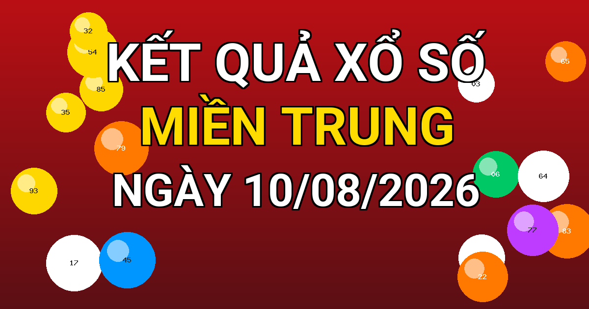 Kết quả xổ số Miền Trung ngày 10/08/2026