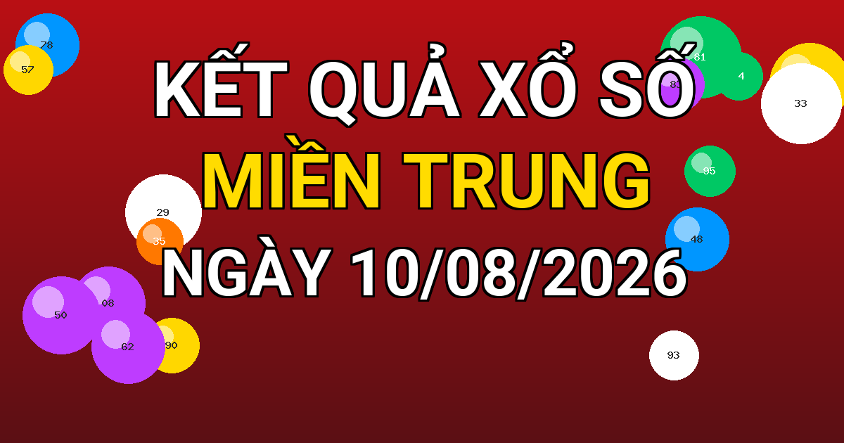 Kết quả xổ số Miền Trung ngày 10/08/2026