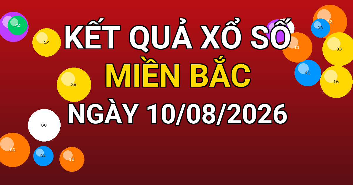 Kết quả xổ số Miền Bắc ngày 10/08/2026