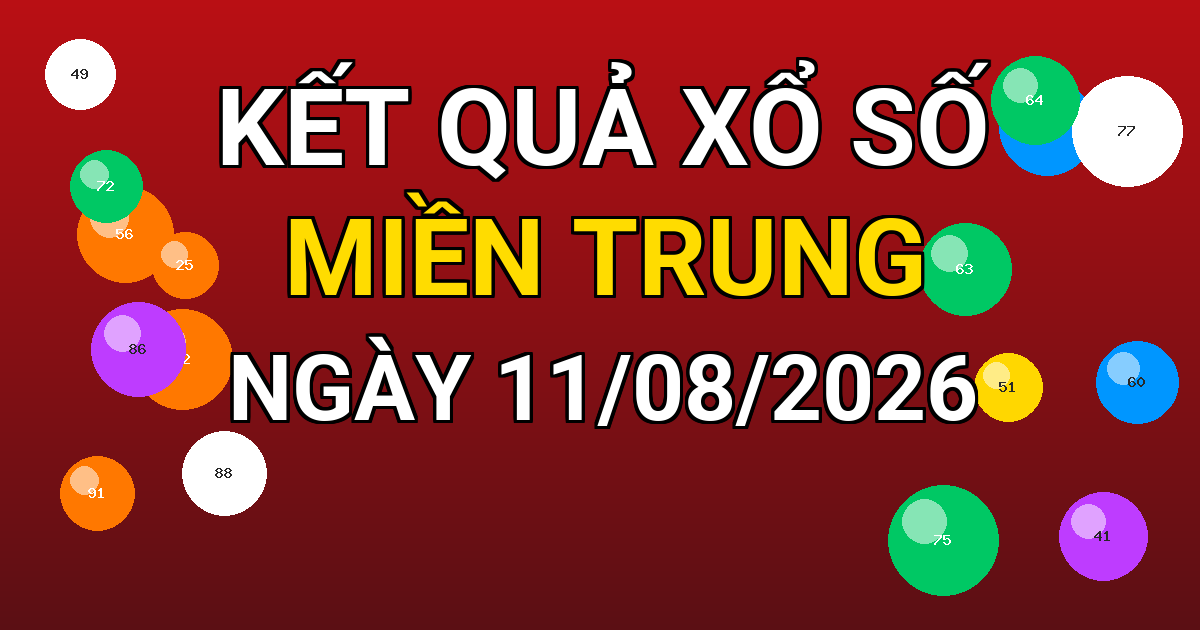 Kết quả xổ số Miền Trung ngày 11/08/2026