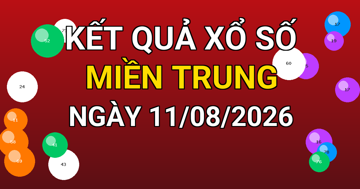 Kết quả xổ số Miền Trung ngày 11/08/2026