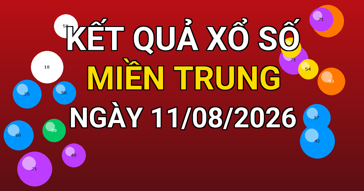Kết quả xổ số Miền Trung ngày 11/08/2026