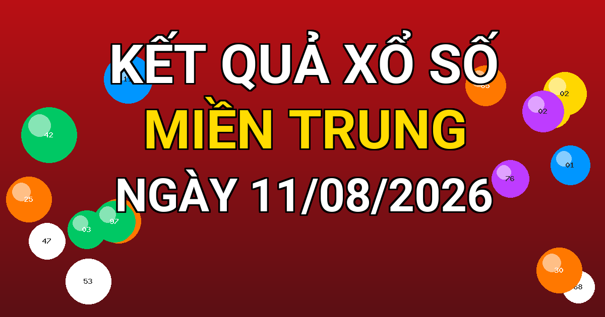 Kết quả xổ số Miền Trung ngày 11/08/2026