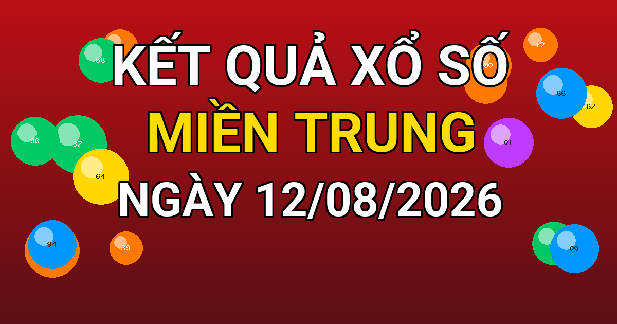 Kết quả xổ số Miền Trung ngày 12/08/2026