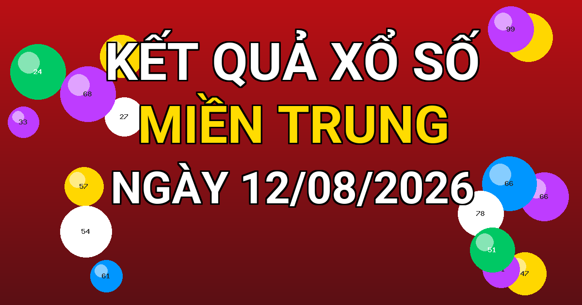 Kết quả xổ số Miền Trung ngày 12/08/2026