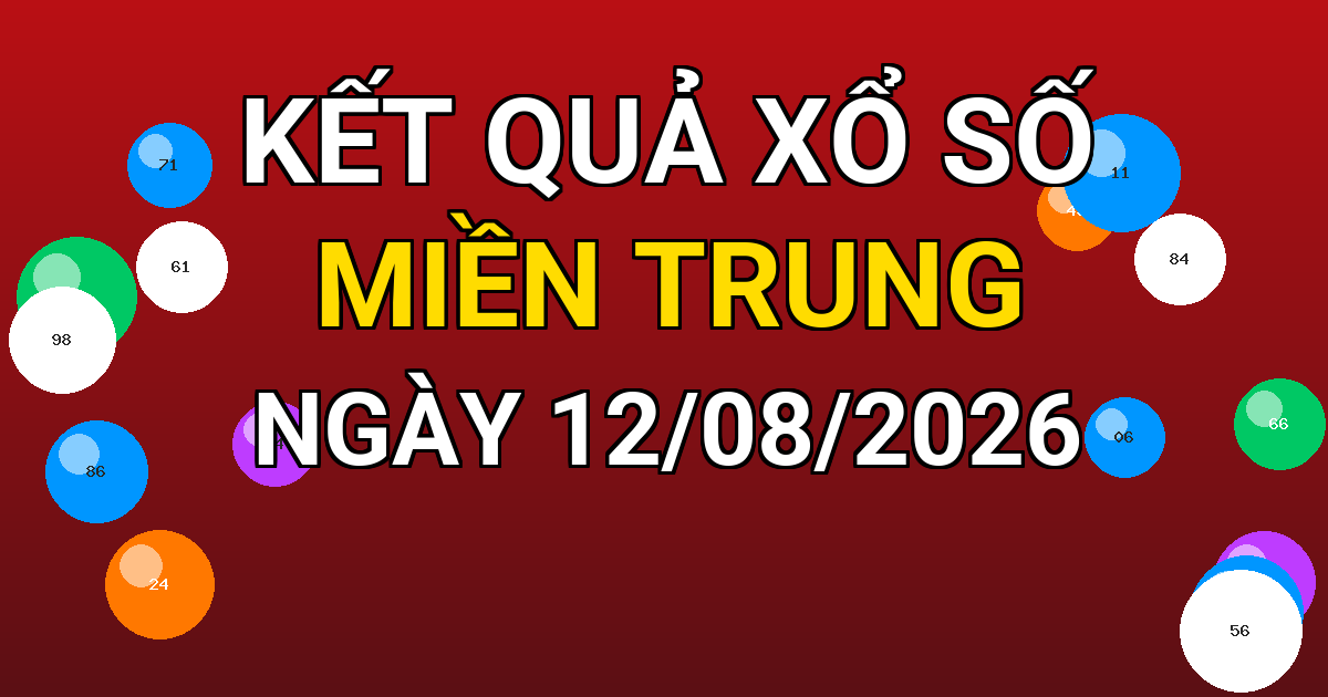 Kết quả xổ số Miền Trung ngày 12/08/2026