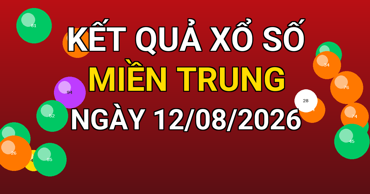 Kết quả xổ số Miền Trung ngày 12/08/2026
