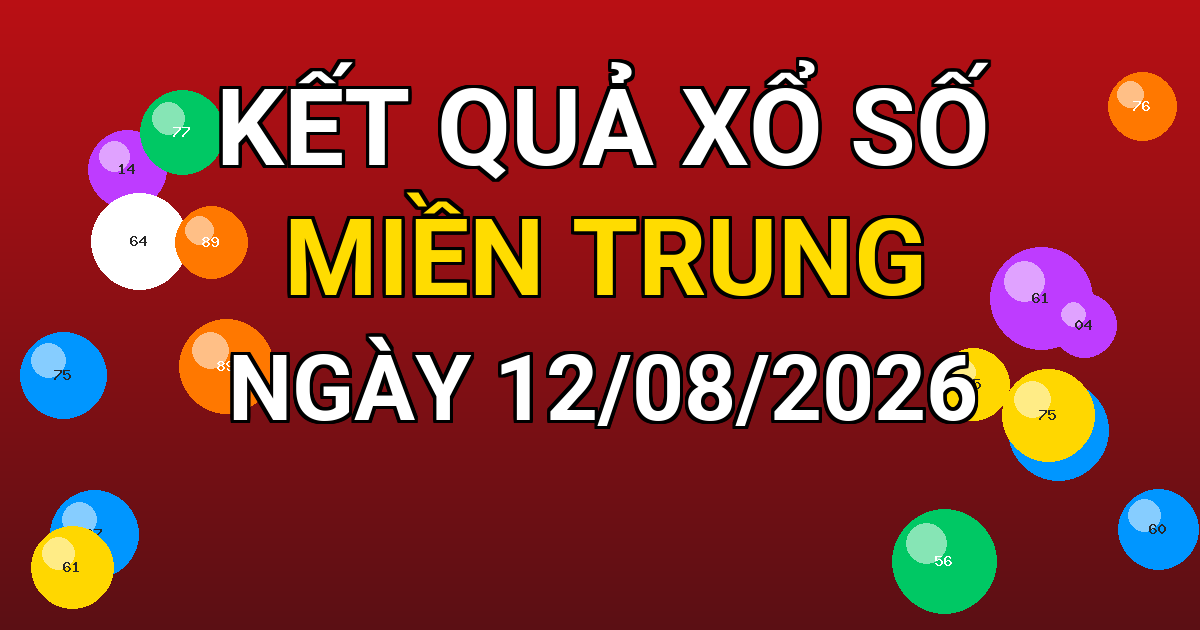 Kết quả xổ số Miền Trung ngày 12/08/2026