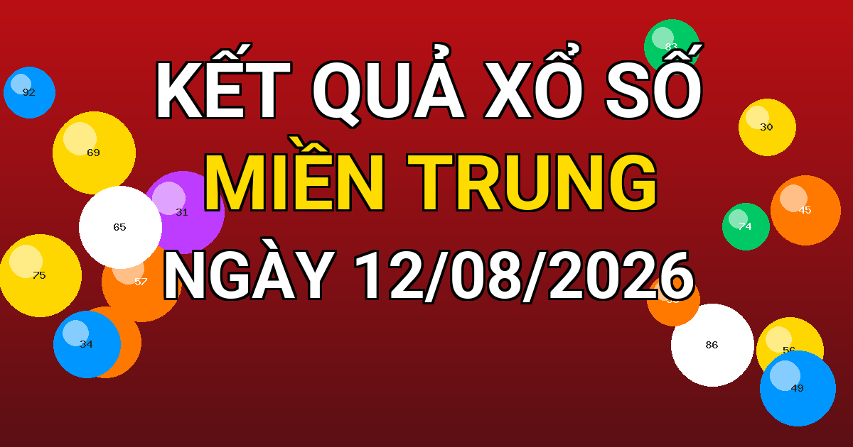 Kết quả xổ số Miền Trung ngày 12/08/2026