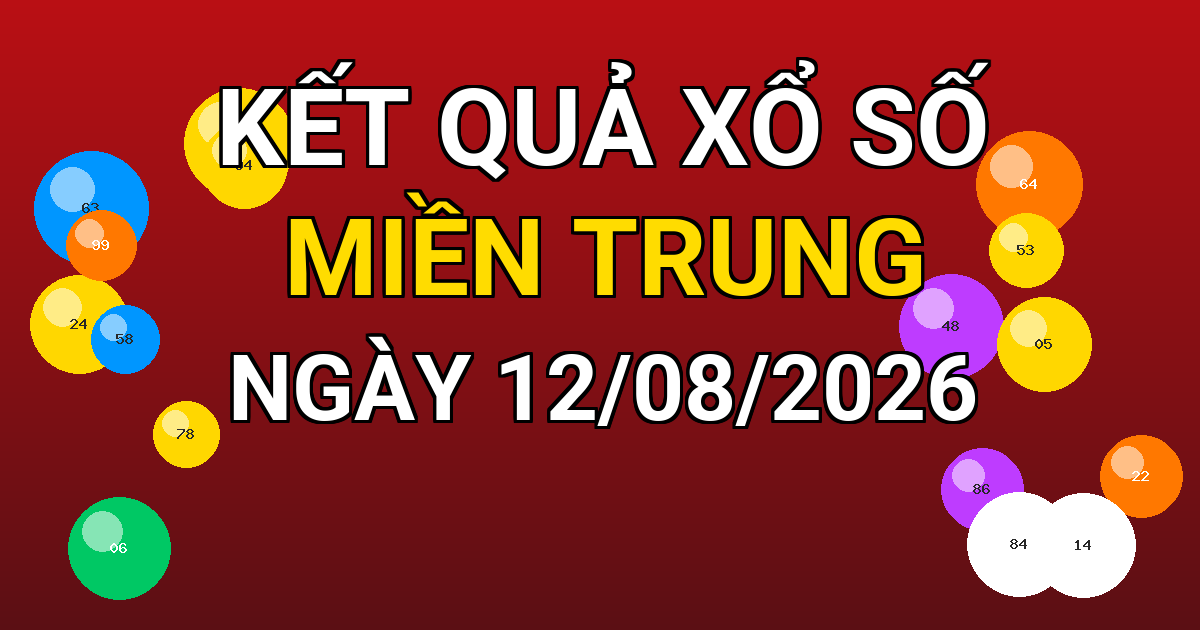 Kết quả xổ số Miền Trung ngày 12/08/2026