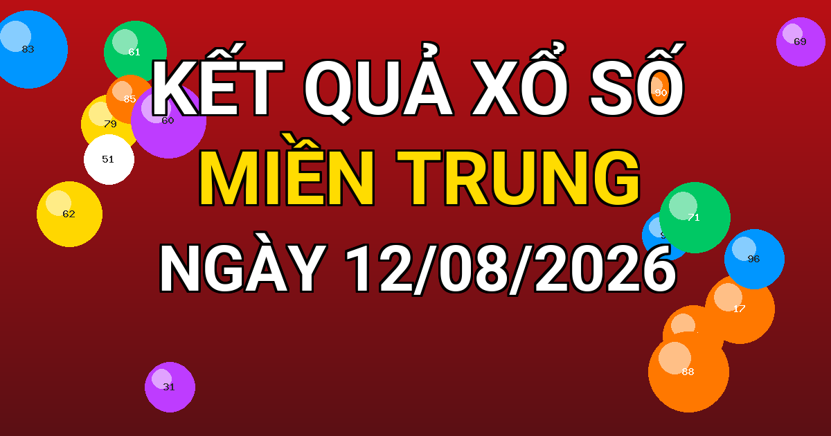 Kết quả xổ số Miền Trung ngày 12/08/2026